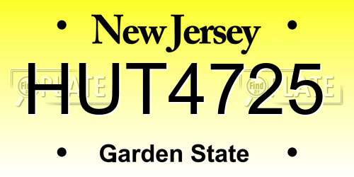 HUT4725 New Jersey License Plate