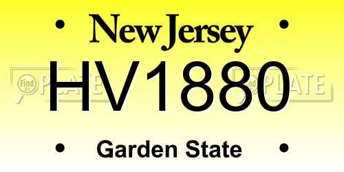 HV1880 New Jersey License Plate