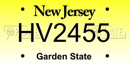 HV2455 New Jersey License Plate