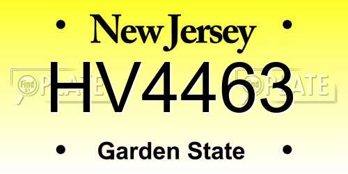 HV4463 New Jersey License Plate