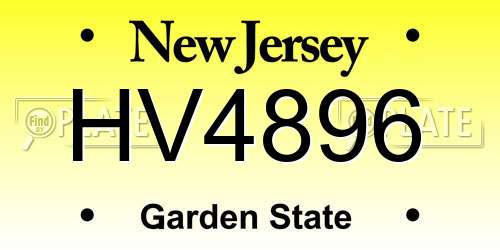 HV4896 New Jersey License Plate