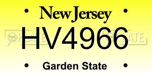 HV4966 New Jersey License Plate