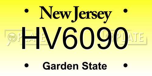 HV6090 New Jersey License Plate