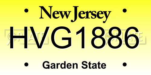 HVG1886 New Jersey License Plate