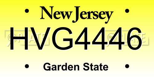 HVG4446 New Jersey License Plate