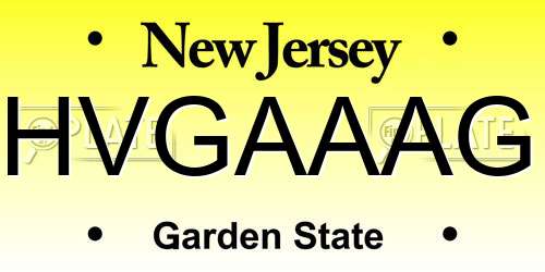 HVGAAAG New Jersey License Plate