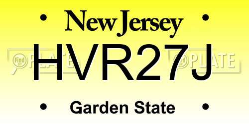 HVR27J New Jersey License Plate