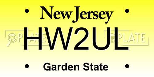 HW2UL New Jersey License Plate