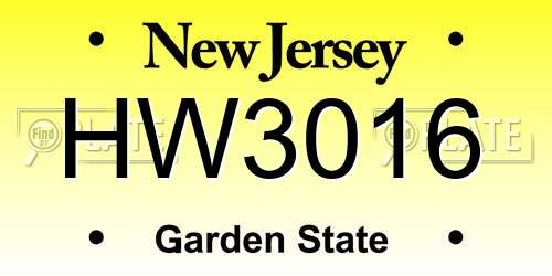 HW3016 New Jersey License Plate