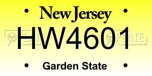 HW4601 New Jersey License Plate