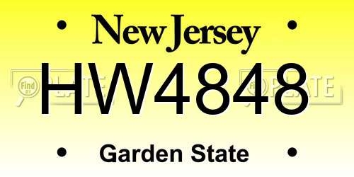 HW4848 New Jersey License Plate