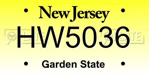 HW5036 New Jersey License Plate