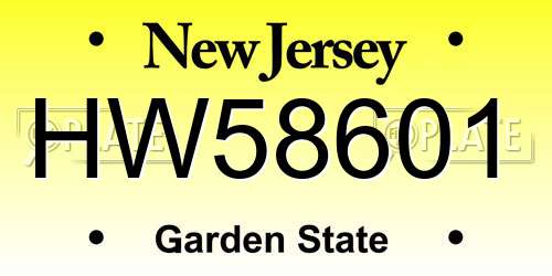 HW58601 New Jersey License Plate