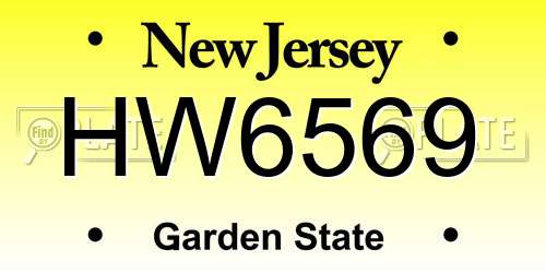 HW6569 New Jersey License Plate