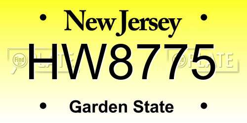 HW8775 New Jersey License Plate