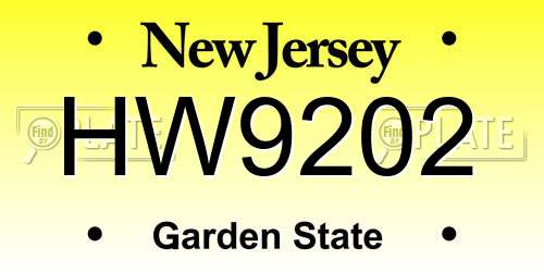 HW9202 New Jersey License Plate