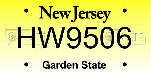 HW9506 New Jersey License Plate