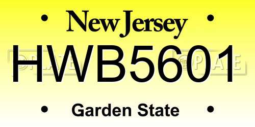 HWB5601 New Jersey License Plate