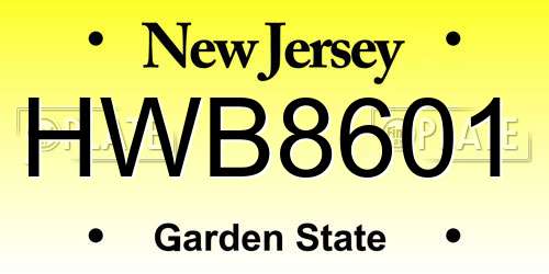 HWB8601 New Jersey License Plate