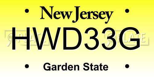 HWD33G New Jersey License Plate