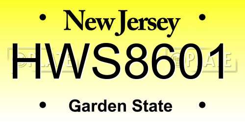 HWS8601 New Jersey License Plate