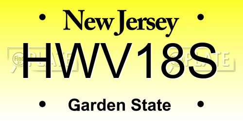 HWV18S New Jersey License Plate