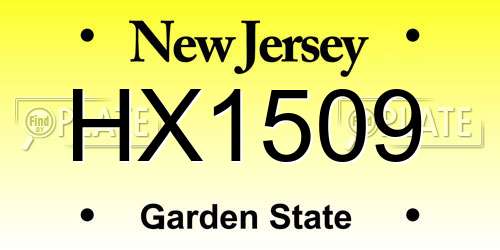 HX1509 New Jersey License Plate