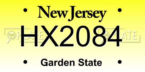 HX2084 New Jersey License Plate