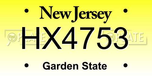 HX4753 New Jersey License Plate