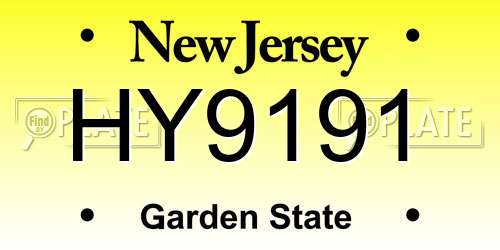 HY9191 New Jersey License Plate