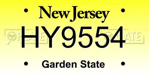 HY9554 New Jersey License Plate