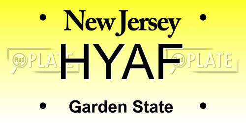 HYAF New Jersey License Plate