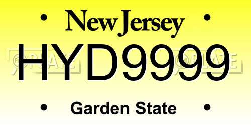 HYD9999 New Jersey License Plate