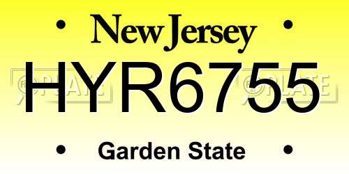 HYR6755 New Jersey License Plate