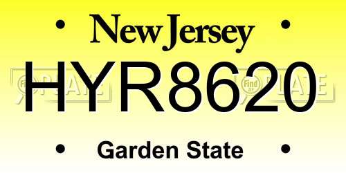 HYR8620 New Jersey License Plate