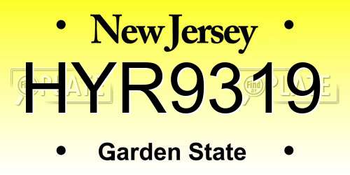 HYR9319 New Jersey License Plate