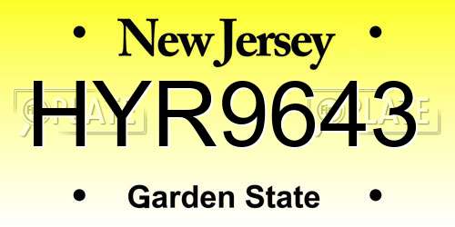 HYR9643 New Jersey License Plate
