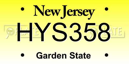 HYS358 New Jersey License Plate