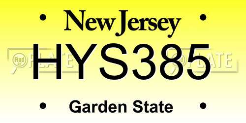 HYS385 New Jersey License Plate