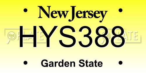 HYS388 New Jersey License Plate