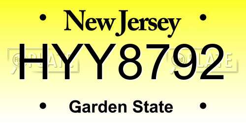 HYY8792 New Jersey License Plate