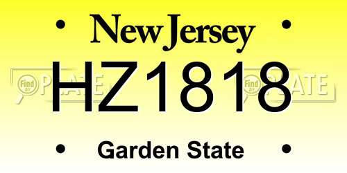 HZ1818 New Jersey License Plate