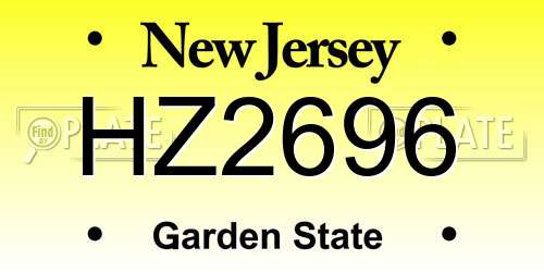 HZ2696 New Jersey License Plate