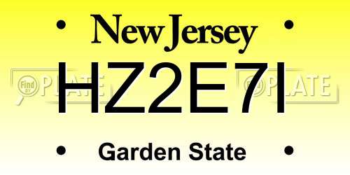 HZ2E7I New Jersey License Plate