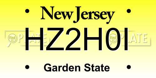 HZ2H0I New Jersey License Plate