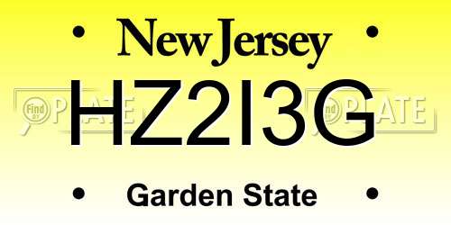 HZ2I3G New Jersey License Plate