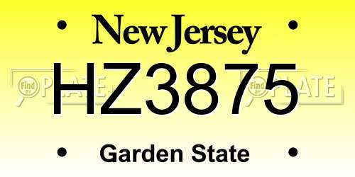 HZ3875 New Jersey License Plate