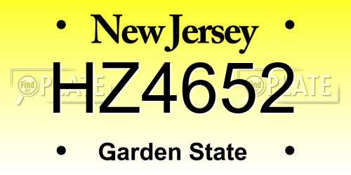 HZ4652 New Jersey License Plate