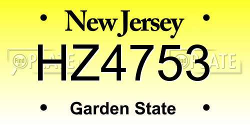 HZ4753 New Jersey License Plate