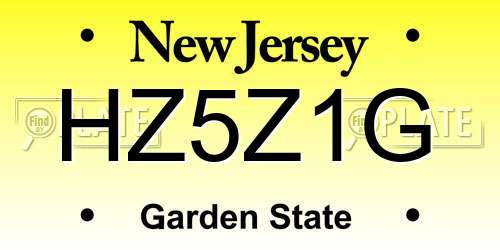 HZ5Z1G New Jersey License Plate